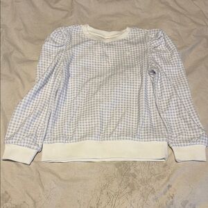 New with tag janie and jack Girls Blue White Disney Gingham Long Sleeve Sweater